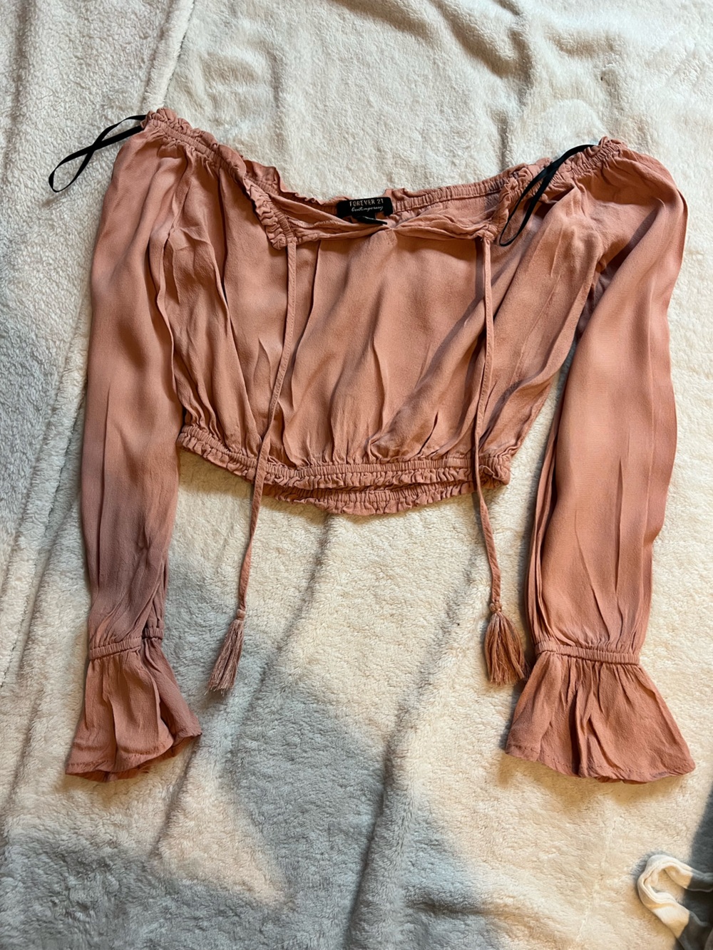 Forever 21 Dusty Rose Ruffle Tie Top